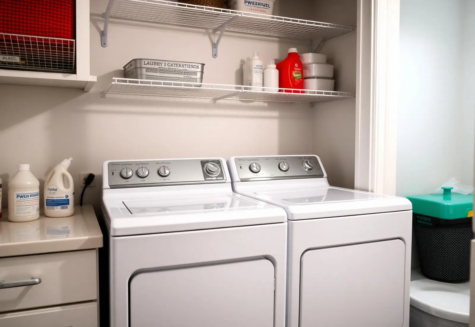 Whirlpool top-load washer and dryer pair in a traditional laundry room