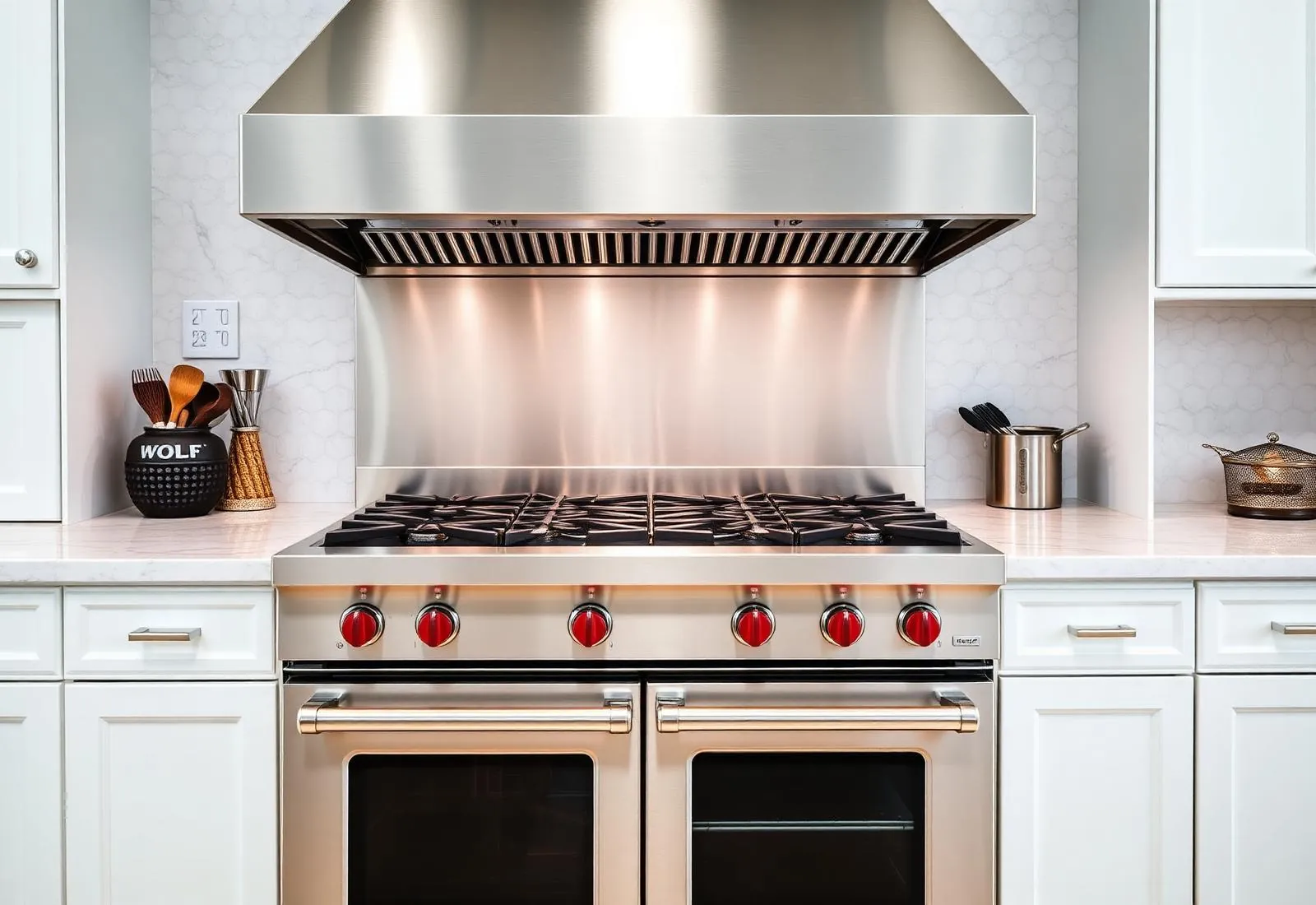 Wolf 48-inch pro-grade gas range with signature red knobs